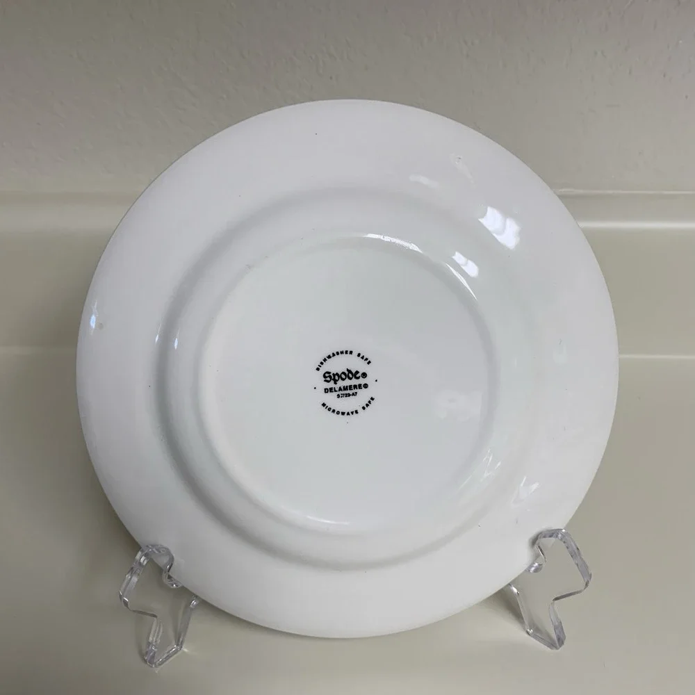 3 Spode Delamere Brown Earthenware Salad Plate England Imperial Flower Rim 7 7/8
